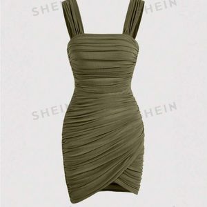 Shein Green Dress Runched Up Cami